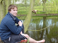 Helen reclines by a lake before her run / Rory utilises the free ice-bath.